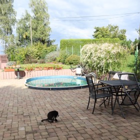 Nezbytnou součástí domečku jsou dvě kočky.