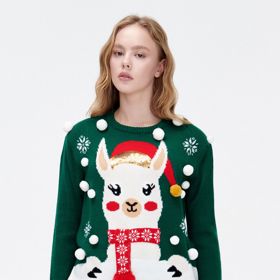 Zelený vánoční svetr. Značka Cropp, 599 Kč