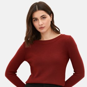 Svetřík ve vínovém odstínu se bude hodit nejen do monochromatických outfitů, ale také k černé. IC Waikiki, 699 Kč