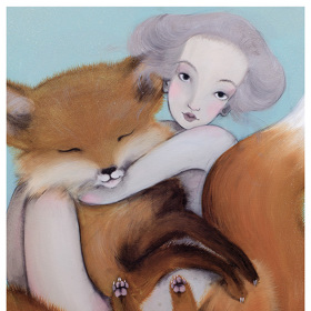 Originální díla známé umělkyně Lény Brauner. Obraz Lišák (49x68,9 cm - 1 cm bílý okraj), na webu 2market.cz za 700 Kč