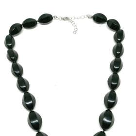 Náhrdelník z černého onyxu s komponenty z chirurgické oceli. Galaxie kamenů, 350 Kč