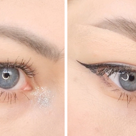 Úprava obočí před a po.