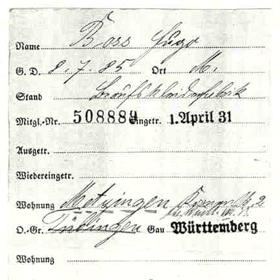 Stranický průkaz NSDAP vydaný na jméno Hugo Boss je důkazem toho, že mu tato doktrína nebyla úplně cizí.