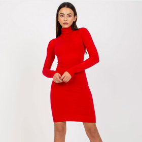 Červené pletené šaty s rolákem. London Club, 929 Kč