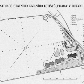 Plán Letiště Praha-Ruzyně z roku 1936.