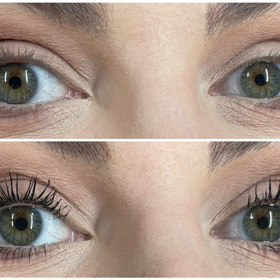 Před a po nalíčení s voděodolnou verzí Paradise Extatic od značky L'Oréal Paris. Stejně jako první řasenka, i u této je maličko problém s odlíčením a po mnoha hodinách na očích může lehce dráždit citlivější oči. 