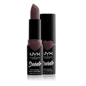 Šedá rtěnka Suede Matte Lipstick v odstínu Lavender and Lace od značky NYX vyjde na 289 Kč.