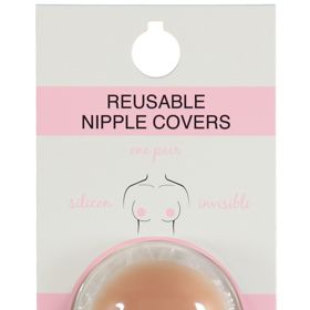 Kulatá neviditelná lepítka na bradavky vyrobená ze samodržícího silikonu. Omyvatelná a opětovně použitelná. Tezenis, 109 Kč.