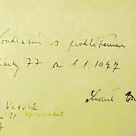 Podpis Ludvíka Vaculíka na Chartě 77.