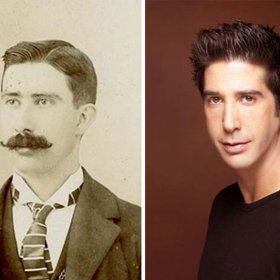 Ross z Přátel a muž tak o sto let starší jako by si z oka vypadli.