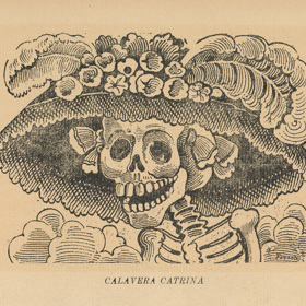 „Catrina“ - nazvaná podle kresby známého mexického malíře a karikaturisty Josého Guadalupe Posady - La Calavera Catrina (Elegantní lebka).