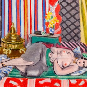 Matissův obraz Odaliska v šedých kalhotkách.