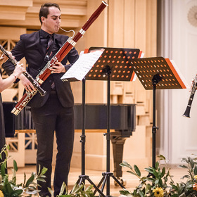 Trio Trifoglio ve složení Jana Kopicová-hoboj, Jan Hudeček-fagot Jana Černohouzová-klarinet