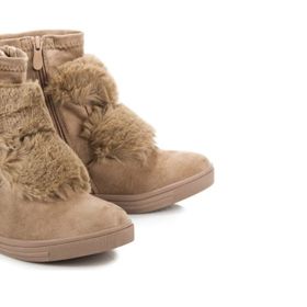 HNĚDÉ TENISKY NA KLÍNU S KOŽÍŠKEM, zip, eko semiš, textilní, 722 Kč