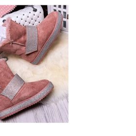 Teplé nasouvací růžové sněhule s kamínky, 780 Kč