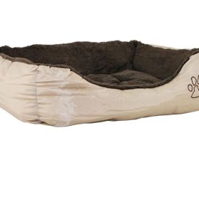 Materiál: nylon, fleece 
Velikost: 90x70cm 
Barva: béžová/hnědá 
Vnitřní rozměr pelechu je 75x58cm
579 Kč