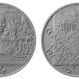 Pamětní stříbrná 500Kč mince k 100. výročí zahájení vydávání československých platidel.