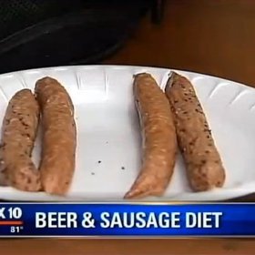 Klobásy jsou hlavním jídlem.