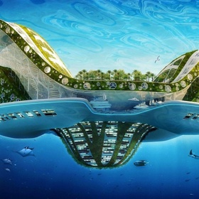 Plovoucí město navržené Vincentem Callebautem.