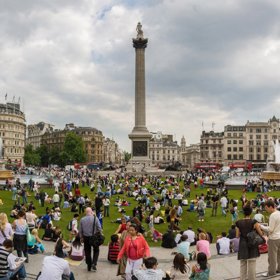 Trafalgarské náměstí v Londýně (Velká Británie).