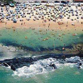 Praia de Boa Viegem v Brazílii (časté útoky žraloků).