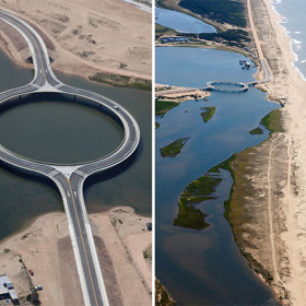 Kruhový most, který řidiče nutí zpomalit a kochat se výhledem