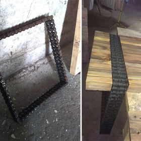 Manželé vyrobili úžasný kávový stolek ze starého dřeva a řetězů