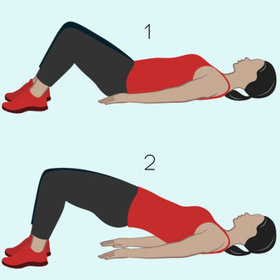 „Most“ – tento notoricky známý cvik asi není zapotřebí podrobněji popisovat. Připomeňme, že mimo jiné skvěle posiluje pánevní dno.