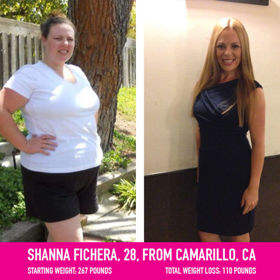 Shanna Fichera (zhubla 50 kilo) radí: Stanovte si realistické cíle, ve své životosprávě provádějte drobné změny (ale buďte důslední!) a nenechte se odradit tím, když to nepůjde podle vašich představ.