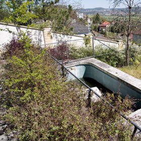 Zahrada kolem vily je zpustošená.