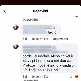 Alenu znovu nazývá ošklivými přezdívkami a viní ji ze všeho.