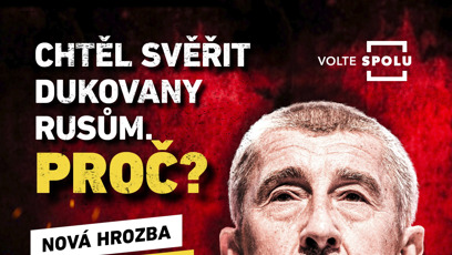 FOTO: Koalice SPOLU dala Babiše na své plakáty, na nichž ho dává do spojitosti s Ruskem.