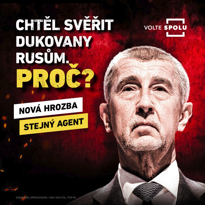 FOTO: Koalice SPOLU dala Babiše na své plakáty, na nichž ho dává do spojitosti s Ruskem. – stránka 1214