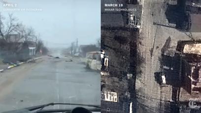 FOTO: Analytici porovnali záběry z druhého dubna, kdy ve městě byly ukrajinské jednotky, a z 19. března, kdy Buču okupovali Rusové.