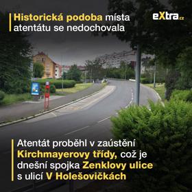 V této zatáčce čekali Gabčík s Kubišem. Ti sem přijeli na kolech.