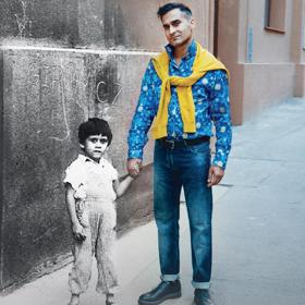 Přebal nové knihy je vlastně koláž, kdy Banga stojí na stejném místě, jen fotky od sebe dělí 36 let.