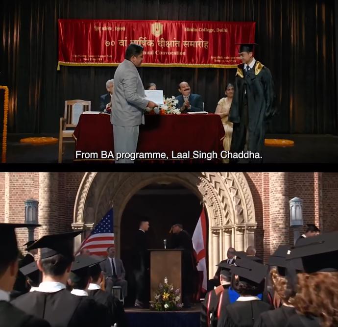 FOTO: Porovnání indické verze Forresta Gumpa (nahoře) s americkým originálem z roku 1994 (dole). – stránka 12