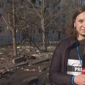 Reportérka CNN Prima News Darja Stomatová v Charkově na Ukrajině.