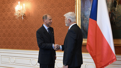 FOTO: Prezident Petr Pavel se sešel s princem Edwardem.