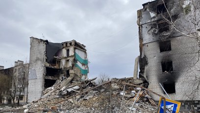 FOTO: Borodyanka zůstává i nadále v troskách.