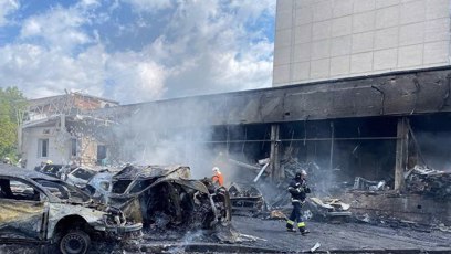 FOTO: Místo dopadu raket.