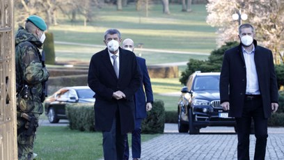 FOTO: Andrej Babiš po jednání s prezidentem Milošem Zemanem v Lánech, 26. dubna 2021.