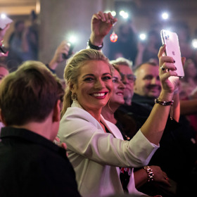 Lucie Borhyová na posledním koncertě Hany Zagorové v Lucerně. 