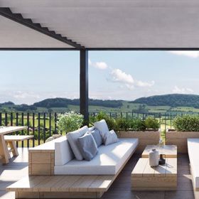 Nezapomněli ani na prostornou terasu, k letnímu grilování jako dělanou.