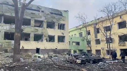 FOTO: Rozbombardovaná nemocnice v Mariupolu.