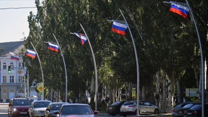 FOTO: V Melitopolu vlají ruské vlajky. Zatím.