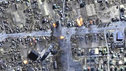 FOTO: Rozbombardované město Černigov na Ukrajině.