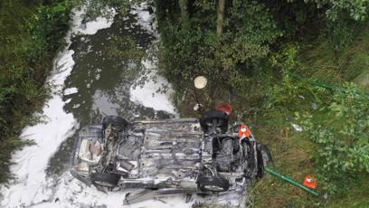 FOTO: Auto skončilo v potoce.