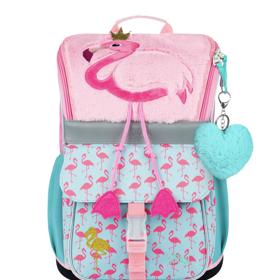 Školní aktovka BAAGL Zippy s plyšovou klopou. Výrobce ji doporučuje průměrně vysokým až vyšším prvňáčkům. Cena: 2 199 Kč