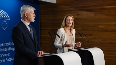 FOTO: Setkání prezidenta republiky s předsedkyní EP Robertou Metsolou.